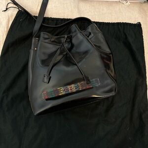 Missoni Black Leather Crossbody Bucket Bag
